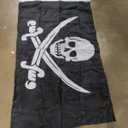 Pirate Flag -35×58 in Outdoor Double Sided - Heavy Duty 3ply Jolly Roger Flag - Skull Bones with Cross Knife - Super Durable Canvas Header with 2 Brass Grommets