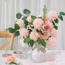 Faux Wedding Dahlia Flowers 25 Pink Roses with Stems for DIY Wedding Decor Centerpiece Arrangement Bouquet (Blush)