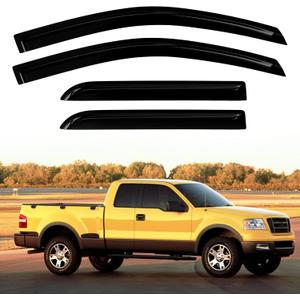 4PC Rain Guards for 2004-2008 Ford F150 SuperCrew Cab Window Visors for 06-08 Lincoln Mark LT Crew Cab Deflectors Sun Shades Vent Tape On Out Channel