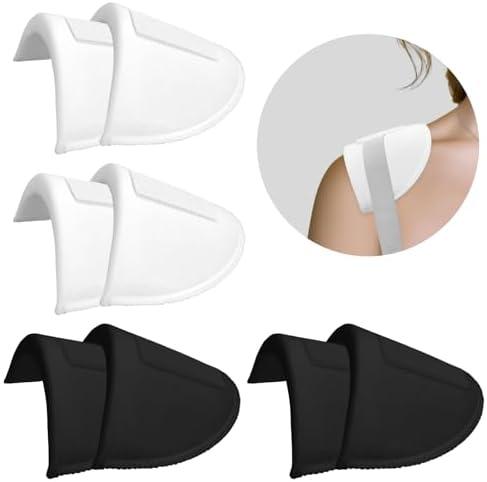 Zaruatu 4 Pairs Reusable Shoulder Pads, Removable Shoulder Pads for Womens Clothing, Washable Breathable Soft Sponge Pads for Men Sloping High Low Shoulders Blazer Suit (Black & White)