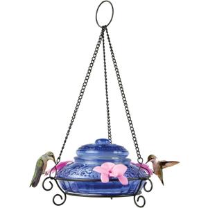 Nature's Way Bird Products ANTHF2-I Illuminated Antique Top-Fill Hummingbird Feeder, Light Blue/Pink