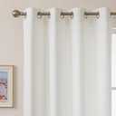MvchennL White Linen Curtains 63 Inch Length, Light Filtering 2 Panels Set, Elegant Grommet Drapes for Living Room/Bedroom/Dining Room