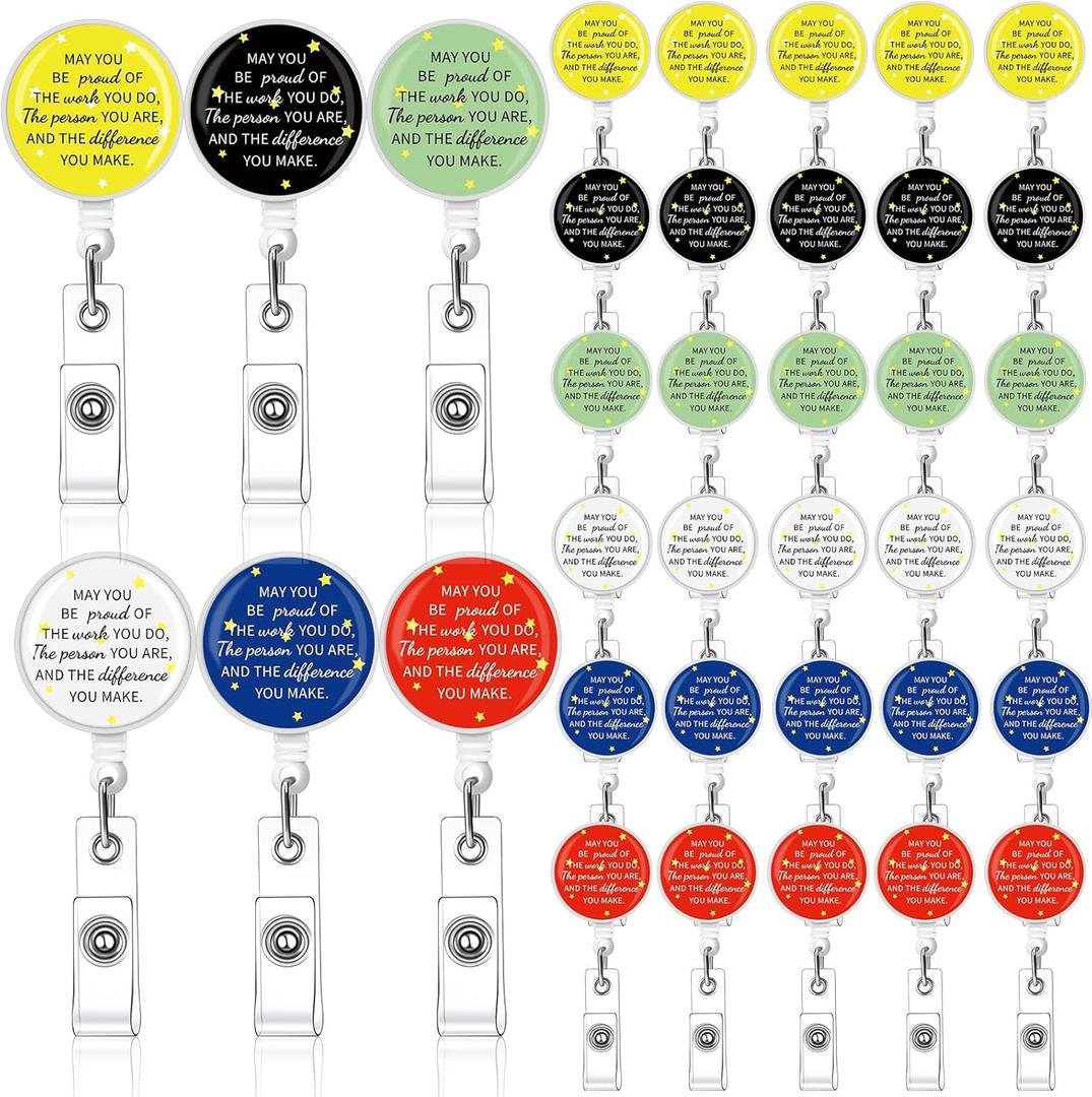 36 Pcs CNA Week Appreciation Gifts May You Be Proud of The Difference ID Badge Holder Reel with Clip Thank You Gifts for Coworker Teacher Staff Nurse Party Favors (Colorful)