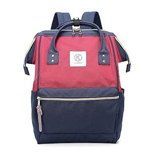 Kah&Kee Polyester Travel Backpack Functional Anti-theft School Laptop for Women Men (Bordeaux/ Navy II, Medium)