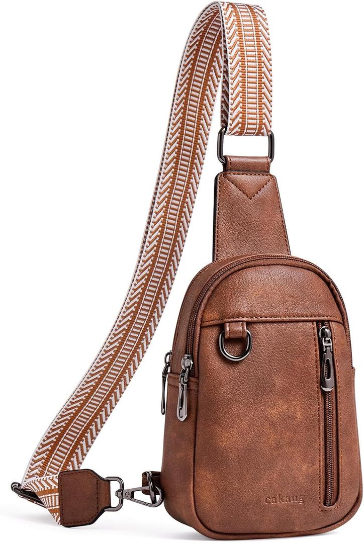 Womens Sling Bag Crossbody Bags for Women Vegan Leather Sling Backpack Daypack Fanny Pack Crossbody Purse Travel (5-brown-mini)