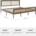 Martha Stewart Jax King Solid Wood Platform Bed, Brown Gray Rattan Headboard and Footboard, No Box Spring Required, Wood Slat Foundation 85.25"L x 79.75"W x 44"H