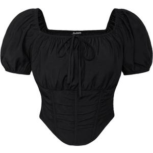 Scarlet Darkness Renaissance Shirt Women Off The Shoulder Corset Tops Peasant Blouse (Black, M)