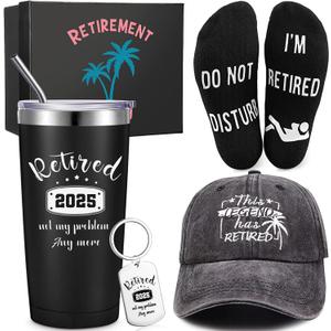 Sieral Retirement Gift Set for Men Guys Retired Gifts Include Cup Baseball Cap Socks Keychain with Gift Box, Tree Style