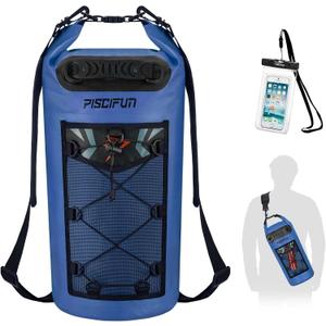 Piscifun Dry Bag, Waterproof Floating Backpack 10L/20L/30L/40L with Waterproof Phone Case for Boating, Kayaking, Fishing (Sapphire Blue)