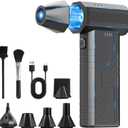 Compressed Air Duster, 8000mAh 130,000 RPM Keyboard Cleaner, Replace Compressed air can, Computer Accessories for Outdoors, PC, Electronics, Snow and Car Dust Off(Deep Black)