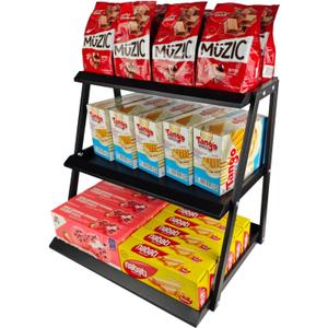 CozyNova 3 Tier Candy Display, Snack Holder, Multi-Functional Counter Snack And Chip Holder For Stores, Cupcake Display Stand, Black