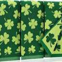 AEUEFUEA 3 Pack Green Shamrock Cotton Towels Set, 25" L x 16" W Hand Towels for Kitchen and Bathroom, Soft Absorbent Holiday Home Dcor