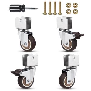 Heavy Duty Casters Set of 4,U Bracket Shaped 2inch Caster Wheels,Replacement for Baby Bed.Opening 25mm