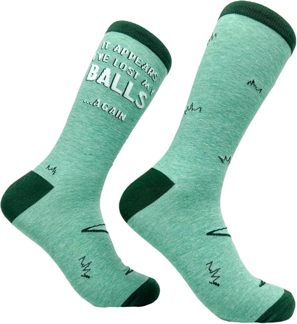 Mens Funny Golf Socks Sports Crews for Guys with Fun Clubhouse Sayings (Green)