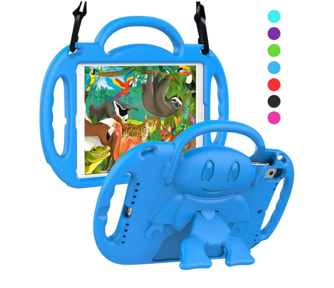 SUPLIK Kids Case for iPad 5th/6th Generation (9.7 inch, 2017/2018), iPad Air 1 & Air 2 & Pro 9.7 Kids Case with Shoulder Strap Handle Stand for iPad 5/6 & iPad Air 1st/2nd Gen, Blue