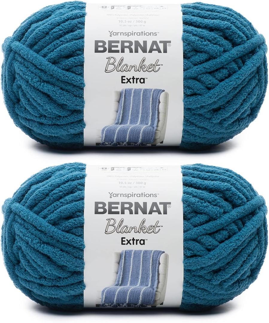 Bernat Blanket Extra Velveteal Yarn - 2 Pack of 300g/10.5oz - Polyester - 7 Jumbo - 97 Yards - Knitting/Crochet