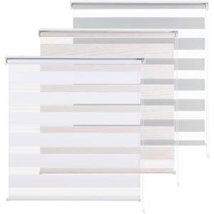2PCs Zebra Blinds for Windows Dual Layer Roller Window Shades Sheer Privacy Light Control for Day and Night Window Blind Shade for Home and Office,Easy to Install(17.7" W x 72" H, Natural)