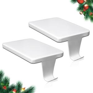 HMASYO Christmas Stocking Holders for Mantle Set of 4, White Heavy Duty Iron Stocking Hangers Base, Low Profile Weighted Stocking Holder Hooks for Fireplace Tabletop Shelf Christmas Decoration