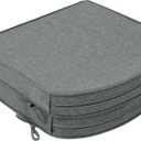 Outdoor Chair Cushions, Fade-Resistant & Water-Resistant, D Shaped Patio Furniture Seat Chair Pads Replacement with Ties, Non-Slip Bottom, Removable Cover, Set of 2, 17 x 16 Inch, Dark Grey