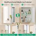 14 x 18 Medicine Cabinet Mirror, Moisture-Proof Aluminum Bathroom Medicine Cabinet with Mirror, Bathroom Mirror Cabinet with Adjustable Shelves, DTC Hinges, Recessed/Surface-Mounted