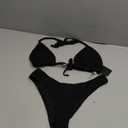 Women Two Piece Bikini Set - Sexy Halter Triangle Bikini Top with High Cut Cheeky Bikini Bottom Swimsuits (Medium, Black)