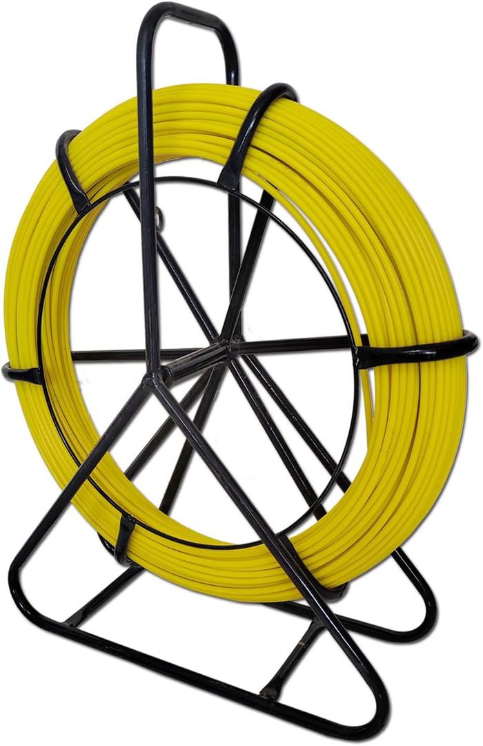 Fish Tape Fiberglass 6mm 656ft wire cable running electrical fish tape wire puller Cable Running Rod with Steel Reel Stand 6mm*200m