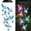 Hummingbird Solar Wind Chimes for Outside - AIONASA Color Changing LED Outdoor Solar Lights Waterproof Windchimes, Hanging Gifts for Mom Grandma Women, Home Garden Patio Yard Porch Decoration