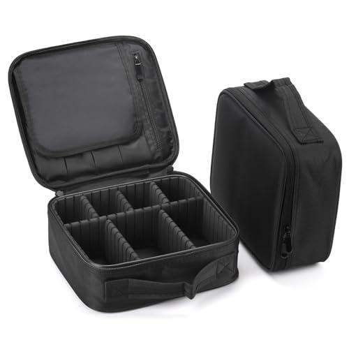 Tbestmax 2 Pack Travel Makeup Bag Cosmetic Train Case Organizer Portable Artist Storage Bag with Adjustable Dividers for Cosmetics Makeup Brushes Toiletry Jewelry Black