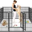 Dog Playpen, 32inch 10 Panels Outdoor Dog Fence Indoor Dog Pen Anti-Rust Pet Puppy Pen Dog Exercise Pen with Lock for Medium Small Dogs, Portable Pet Fence for Yard RV Camping