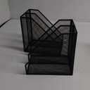 2 Set Magazine Holder Metal Wire, 2 Compartments Mesh File Holder for Desk, Office Desk Accessories Decorative File Box, Black