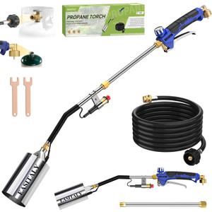 Propane Torch Weed Burner Kit,High Output 2,400,000 BTU with 12.5FT Hose,Heavy Duty Blow Torch Flamethrower with Long/Short Mode for Flame Weeding,Roofing,Ice Snow Melting,Road Marking,BBQ