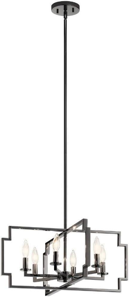 Kichler Lighting Downtown Deco 21.5 inch 6 Light Convertible Chandelier/Semi Flush in Midnight Chrome