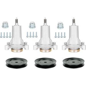 3 Pack 187292 192870 532192870 532187292 Spindle for Husqvarna YTH22V42 YTH22V46, Compatible with Craftsman for AYP 42" 46" Deck Spindle, Include 3 Pc 195945, 197473 Pulley(OD:6 1/4")