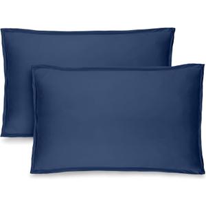 Bare Home Standard Pillow Sham Covers - Set of 2 - Premium 1800 Ultra-Soft Microfiber - Double Brushed - Stain & Fade Resistant - Bed Pillow Shams - Pillows Not Included (Set of 2, Dark Blue)