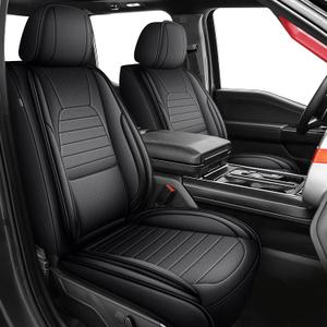 Car Seat Covers Fit for 2009-2026 Ford F150 2017-2026 F250 F350 F450 Waterproof Faux Leather Seat Covers (Full Set, Black)