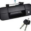 Exterior Tailgate Handle with Key Lock Cylinder for Toyota Tundra 2007-2013 Replaces 69090-0C040 690900C040 81213 Liftgate Latch Handle Assembly (without camera hole, Black)