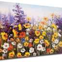 Ardemy Flower Canvas Wall Art for Living Room Daisy Colorful Textured Picture Bedroom Wildflower Painting Purple Yellow Floral Artwork Large Framed for Home Office Wall Decor, 40"x20"