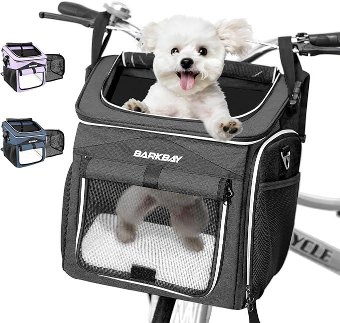 Dog Bike Basket Carrier, Expandable Foldable Soft-Sided Dog Carrier, 2 Open Doors, 5 Reflective Tapes, Pet Travel Bag, Dog Backpack Carrier Safe and Easy for Small Medium Cats and Dogs (Black), Brand Size Item Length (in) Item Width (in) Item Height (in) Weight Capacity (lb) One size 12 10.5 14 18