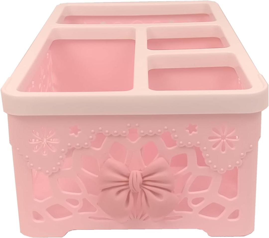 New Pink Cute Storage Box Multi Purpose Storage Box Basket (Bowknot B)