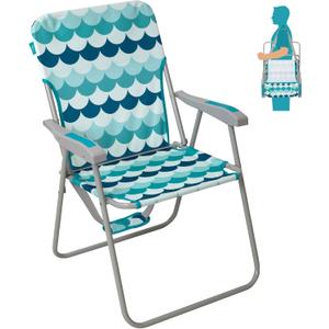 #WEJOY Folding Beach Chair for Adults, Lightweight Beach Chair with Shoulder Straps, High Back Beach Chairs with Hard Armrest, Supports 300lbs for Beach Lawn Concert (#C 1 Pack Cyan Blue)