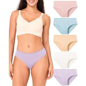 BAMBOO COOL Girls Underwear Breathable Moisture-Wiking Panties Lightweight Soft Solid Color Briefs (5 Pack, Size XL)