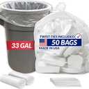Reli. 33 Gallon Trash Bags Heavy Duty | 50 Trash Bags with Ties | Super Sizeable, Clear, Serious Garbage Cleanup