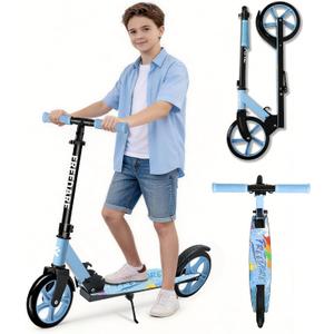 FREEDARE Kick Scooter for Kids & Adults Ages 8+, Foldable Teen Scooter with 2 Big 8-inch Wheels and 4-Level Adjustable Handlebar, Max Load 220 LBS