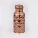 100% Pure Copper Diamond Hammered Water Bottle 17 Oz with Lid  Ayurvedic Bottle  Vessel - Drink More  Small -Leak Proof