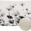 Cosmos Flowers Bath Mat for Bathroom Black and White Pattern Bath Rugs Door Mat Non Slip Rubber Backed Bathroom Floor Mat for Bathtub Sink Shower 20"X32" (2'8" x 1'8" (Rectangular))