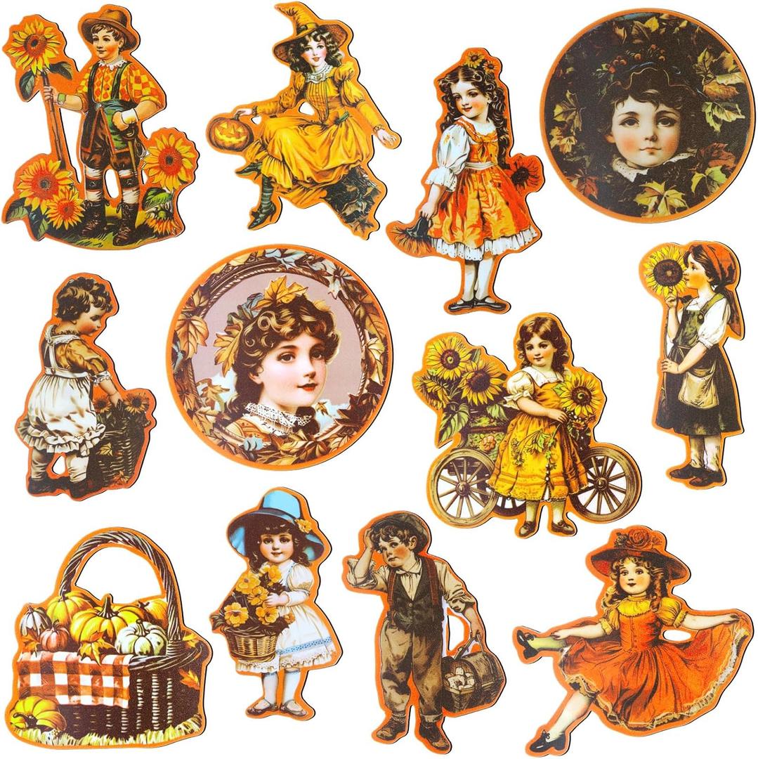 Xuhal 24 Pcs Thanksgiving Fridge Magnets Vintage Refrigerator Magnets Decals Pumpkin Sunflower Magnetic Stickers for Fall Car Mailbox Metal Door Office Cabinets Home Kitchen Decoration