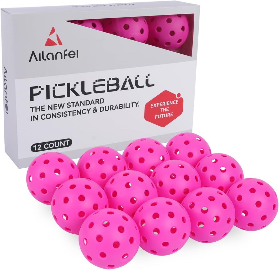 ALANFEI 12-Pack Premium Pickleball Balls -Compliant USAP Approved, 40 Holes Outdoor/Indoor Pickle Balls Perfectly Balanced, High Bounce True Flight, Pickle Ball for Tournament Play
