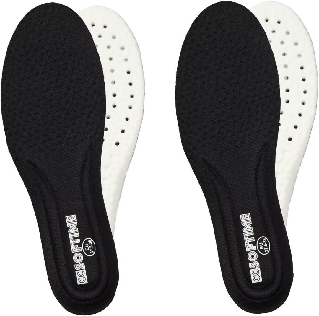 CCSOFTIME 2 Pairs 4D Cloud Insoles - Memory Foam Inserts Super Soft Ultra Comfort Shoe Insole, Shock Absorption for Feet Relief Sole Inserts for Men and Women Black US 10-10.5