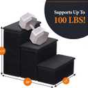 Dog Stairs with Storage - Foldable & Non-Slip 3-Layer Steps for Small & Medium Puppies, Cats - Spacious Compartment for Toys, Treats - Holds up to 100 lbs. - 14.75 x 13 x 18 Inches (Black)