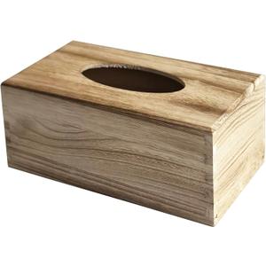 Rustic Wooden Tissue Box Cover Kleenexes Box Holder Rectangular Tissue Box Napkin Dispenser for Bathroom Office Living Room Dinner Table (Light Walnut)